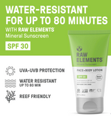 mineral sunscreen 80 minutes water resistant in a tube for face and body