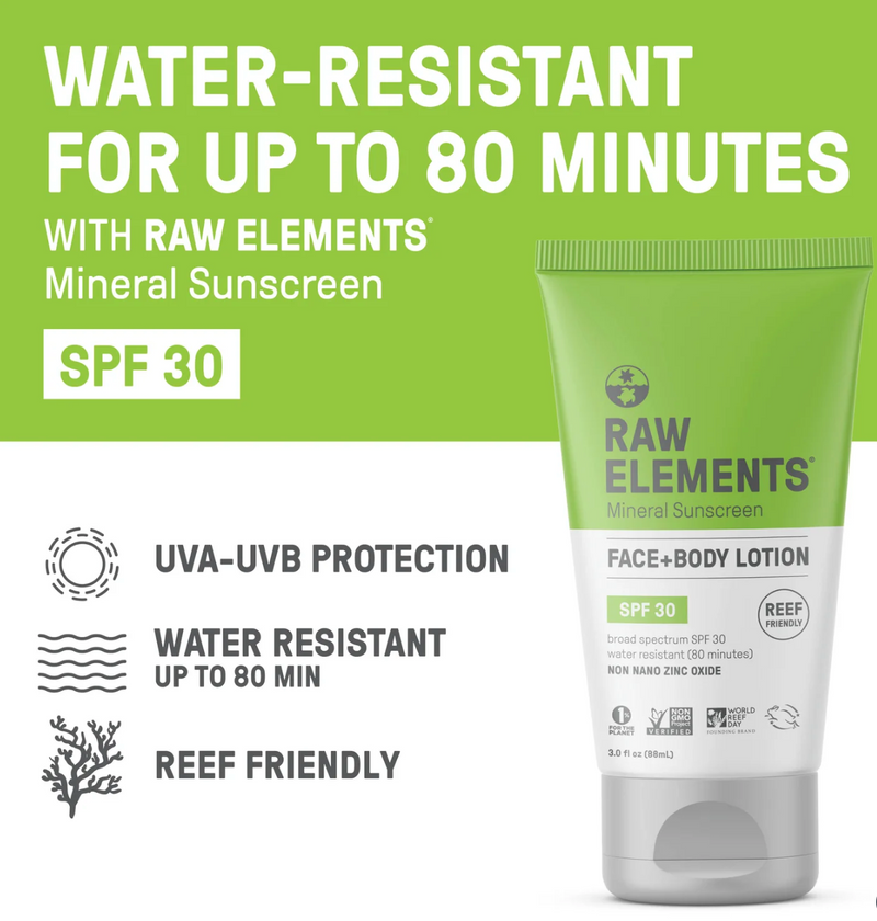 mineral sunscreen 80 minutes water resistant in a tube for face and body