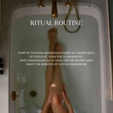 THE WOMAN IN THE BATH AND THERE IS DESCRIPTION OF HOW TO USE MAGNESIUM DUO  BUNDLE . 