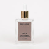 Mini (1 FL OZ ) Behrhaus vanilla Magnesium Oil for body, scalp and nails in glass dropper n white background