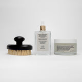 the retreat gift set which is dry brush, magnesium oil, magnesium body scrub 