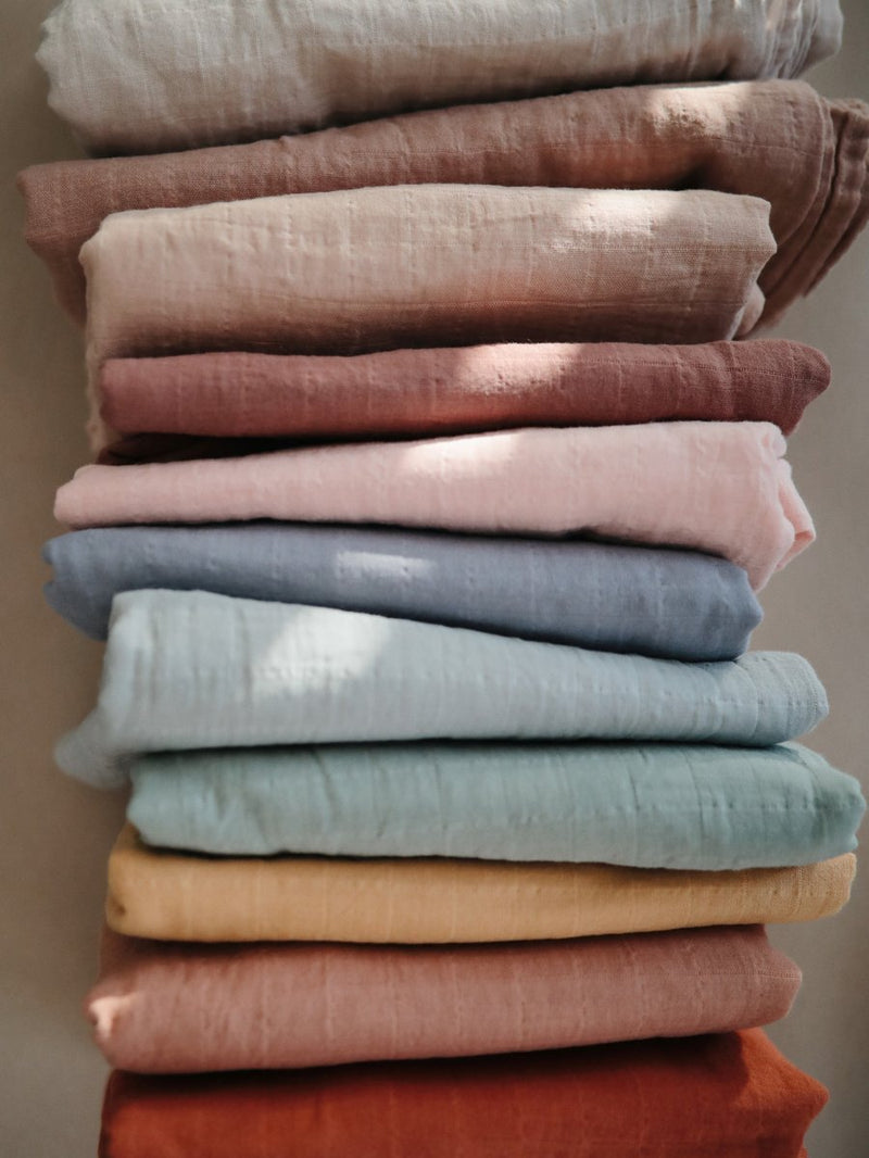 Mushie Muslin Swaddle Blanket Organic Cotton Tradewinds