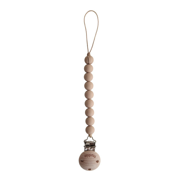 Mushie Pacifier Clip Cleo -Pale Taupe
