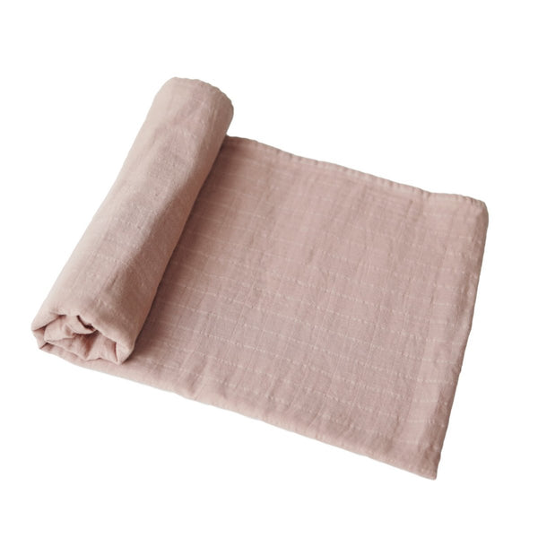 Mushie Muslin Swaddle Blanket Organic Cotton Blush
