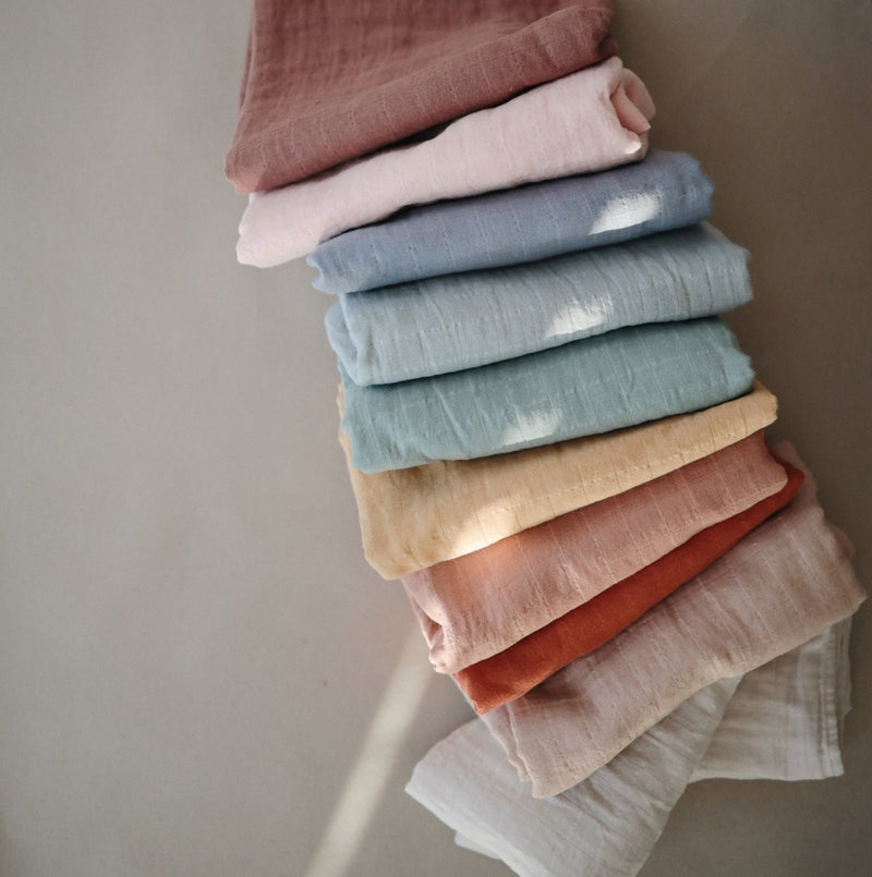 Mushie Muslin Swaddle Blanket Organic Cotton Tradewinds